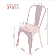 Metal Dining Chairs, Indoor/Outdoor and Stackable, Set of 4 (Bronze with Wooden Seat)