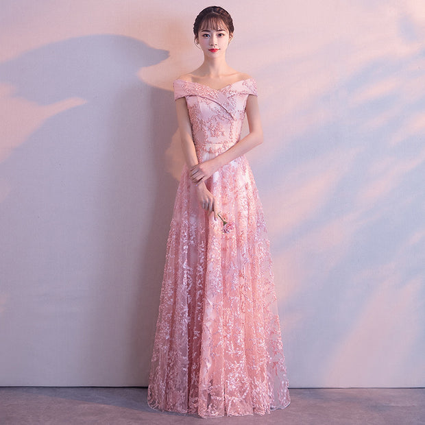 One-shoulder Long Slim Wedding Evening Dress