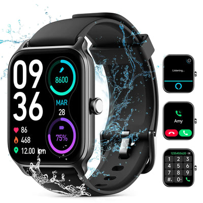 Smart Watch for Women Men Smartwatch 1.8 Alexa Built-in Fitness Tracker IP68 Waterproof Watch for Women Compatible for Android & iOS with Bluetooth Calls IP68 Heart Rate/Sleep/SpO2 Monitor 110+