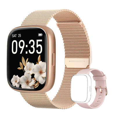 TOOBUR Smart Watch for Women Alexa Built-in Answer/Make Calls 1.83" Fitness Tracker Watch with Heart Rate/Sleep Tracker Pedometer IP68 Waterproof Smartwatch Compatible Android iOS Metal