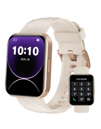 Dakofied Smart Watch (Answer/Make Calls) 1.85" Smart Watches for Men Women Digital Watch Fitness Tracker with 100+ Sport Modes Heart Rate Monitor Watch for iOS Android Phones Waterproof Milky White