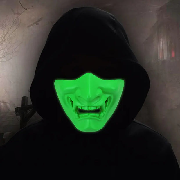 Halloween Glow Tactical Mask with Scary Face Design