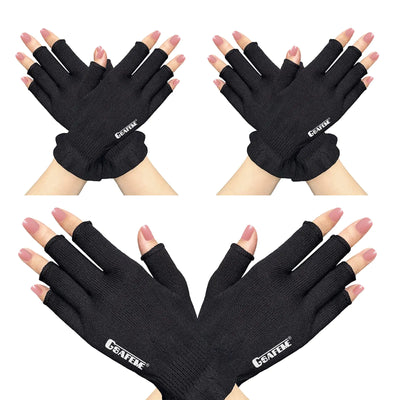 GSAFEME Cotton Gloves Eczema - Fingerless Touchscreen Moisturizing Gloves for Dry Hand Sleeping - Cotton Gloves for Men and Women Black S/M 3 Pairs