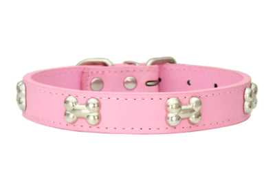 Halloween Bone Pet Collar with PU Leather Leash (One)