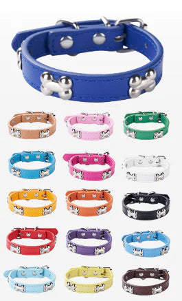 Halloween Bone Pet Collar with PU Leather Leash (One)