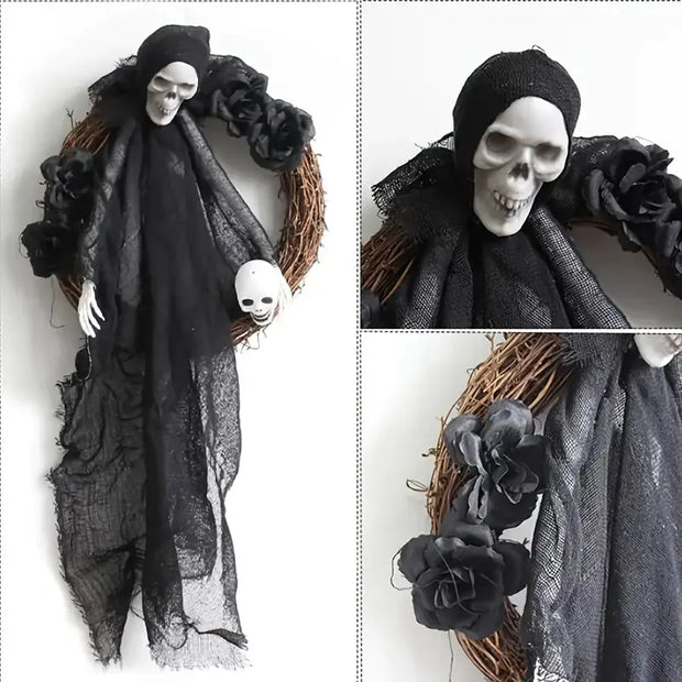 Black and White Ghost Door Hanging for Halloween Decor