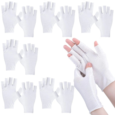 Geyoga 6 Pairs Fingerless Moisturizing Gloves Eczema Cotton Gloves for Adults Half Finger Touchscreen Glove Lotion Gloves Overnight Dry Hands for Women Sleeping Gloves