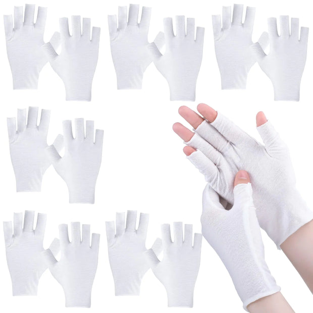 Geyoga 6 Pairs Fingerless Moisturizing Gloves Eczema Cotton Gloves for Adults Half Finger Touchscreen Glove Lotion Gloves Overnight Dry Hands for Women Sleeping Gloves