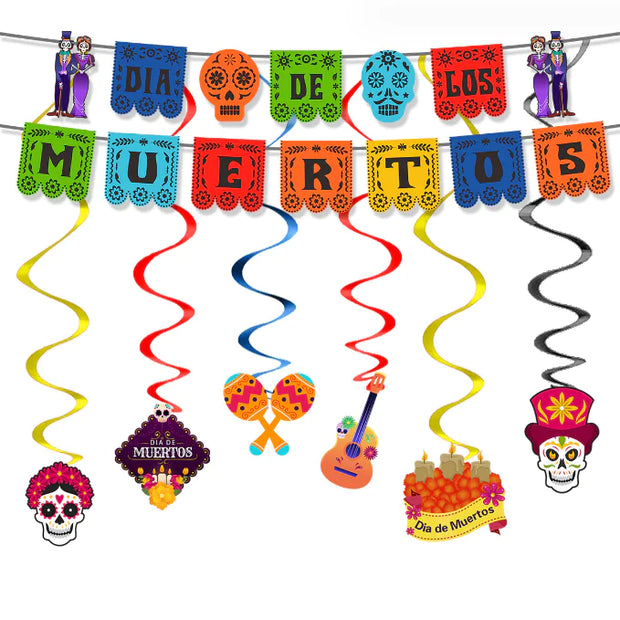 Halloween Skeleton Flag Spiral Hanging Decoration