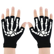 Zando Halloween Gloves Accessories Adult Skeleton Gloves Fingerless Womens Fingerless Skeleton Gloves Men Skeleton Fingerless Gloves Skeleton Scenecore Wybie Knit Skull Gloves Half Finger 1 Pairs