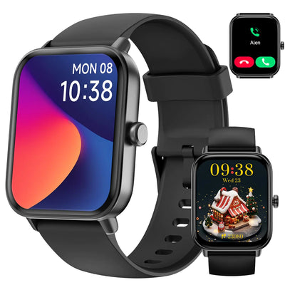 Smart Watch for Women Men Alexa Built-in1.8 Inches Large Display Bluetooth CallsReceived Text Health Monitoring Sport Watch Waterproof Fitness Tracker Watch for Android iOS (Black 1.85 inches)