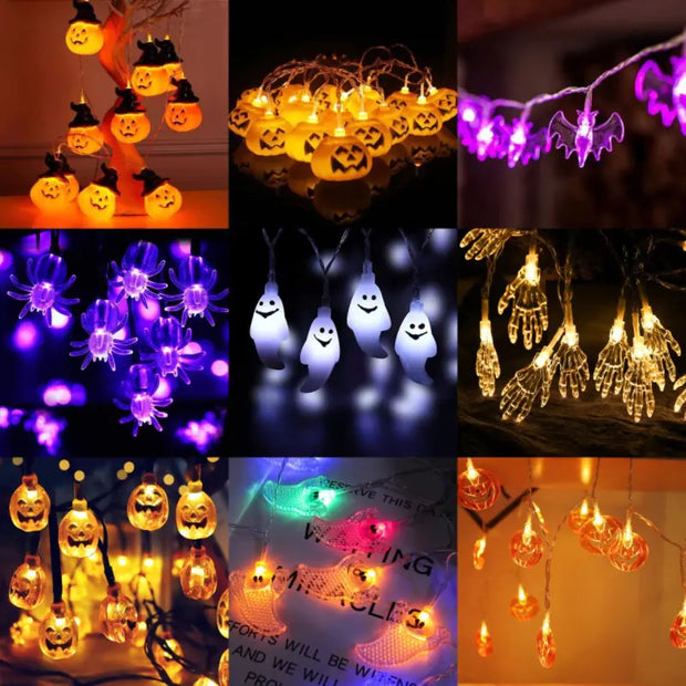 Halloween Pumpkin Lantern LED Ghost Bat String Lights