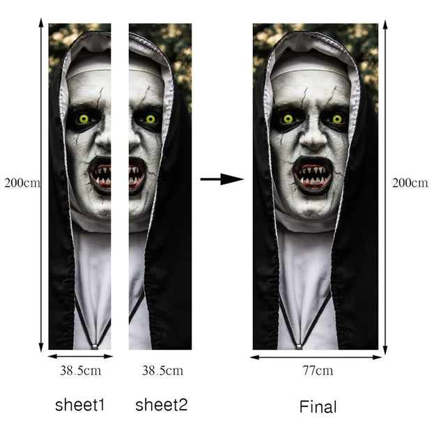 Halloween Scary Nun Ghost Stickers (Set of 3)