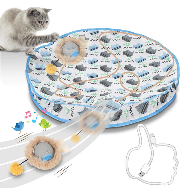 Interactive Cat Toys Balls Fast Rolling in Pouch for Indoor Cats Automatic Smart Cat Ball Toy with Motion Activated Moving Rechargeable Electric Cat Toy with Sound Light for Bored Adult Cats Kittens