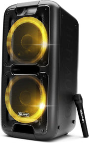Dolphin BoxParty 2100 Portable Bluetooth Speaker System – Rolling Party Speaker with Sound-Activated Light Show Seamless Audio Sync Powerful X-Bass Dual 10" Woofers Long-Lasting Battery