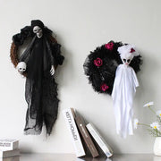 Black and White Ghost Door Hanging for Halloween Decor