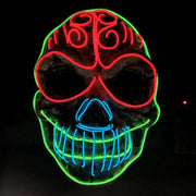 LED Skull Mask with Three-Color Light for Halloween