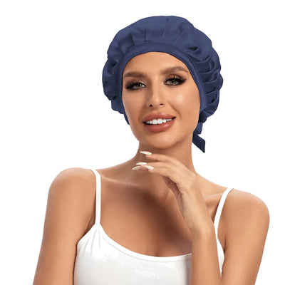 Cocheng 100% Mulberry Silk Bonnet for Sleeping Double Layer Silk Sleep Cap With Tie Band 19 Momme Breathable Silk Hair Bonnet