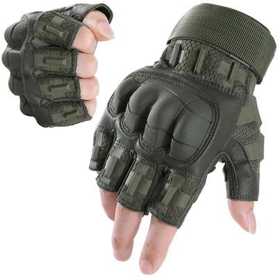 WTACTFUL Fingerless Tactical Gloves for Men Airsoft Paintball Bike Cycling Motorcycle Motorbike Hunting Hiking Work Outdoor Half Finger Gloves Green M